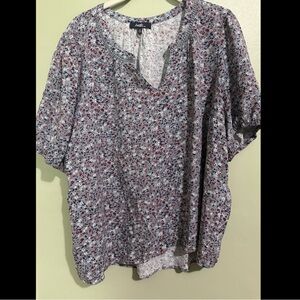 Angels Light Blue Floral Short Sleeve Blouse